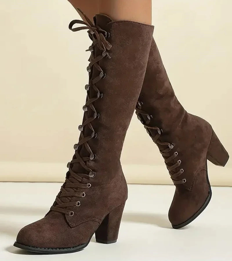 Sandra | Brown Knee Boots