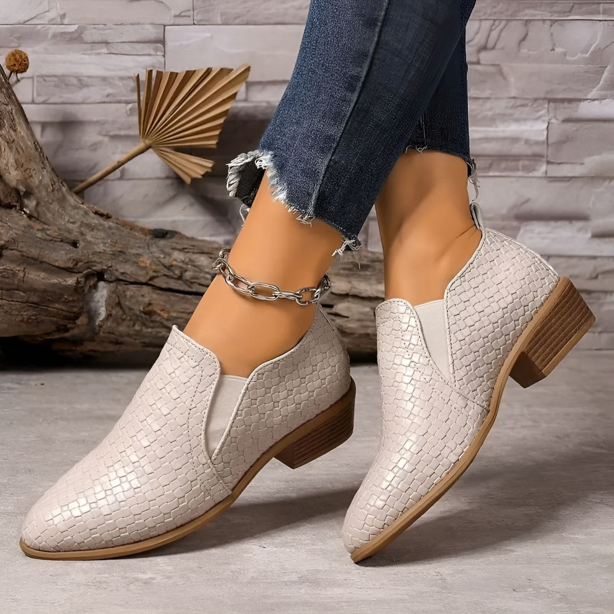 Alexia | Ivory Woven Loafers