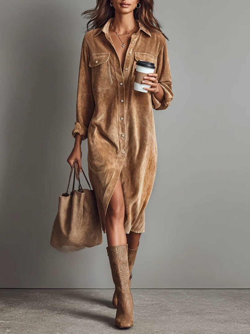 Lova | Camel Shirt Dress