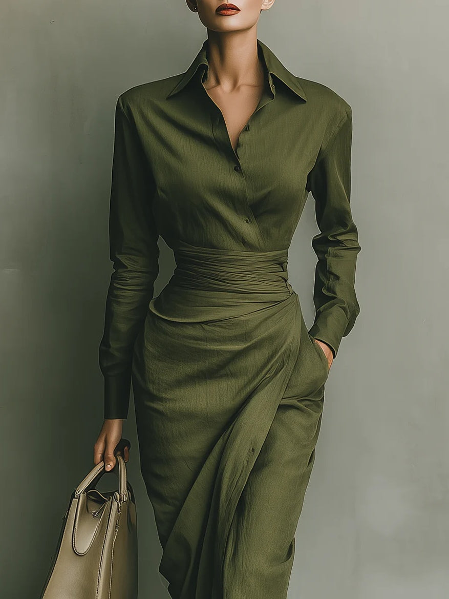Adele | Olive Wrap Midi Dress