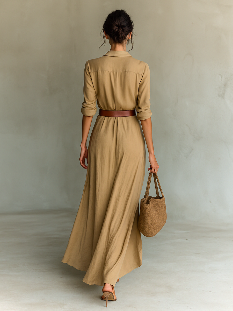 Talia I Tan Wrap Maxi Dress